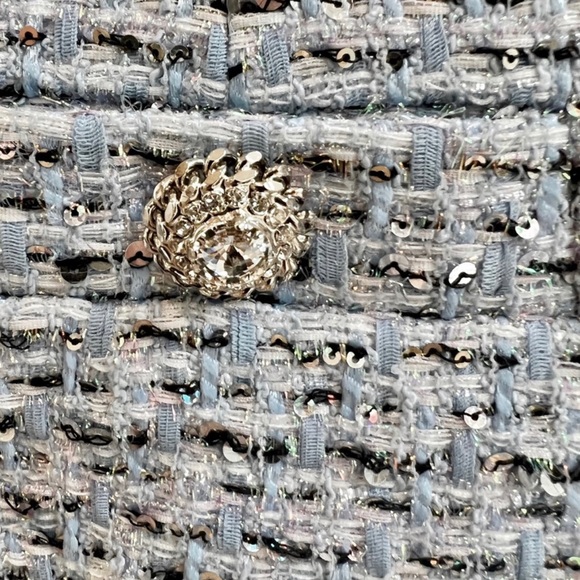 Alessandra Rich tweed light blue skirt with rhinestone buttons in size 40. - Picture 3 of 4